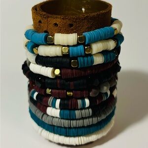 Stackable bracelets.